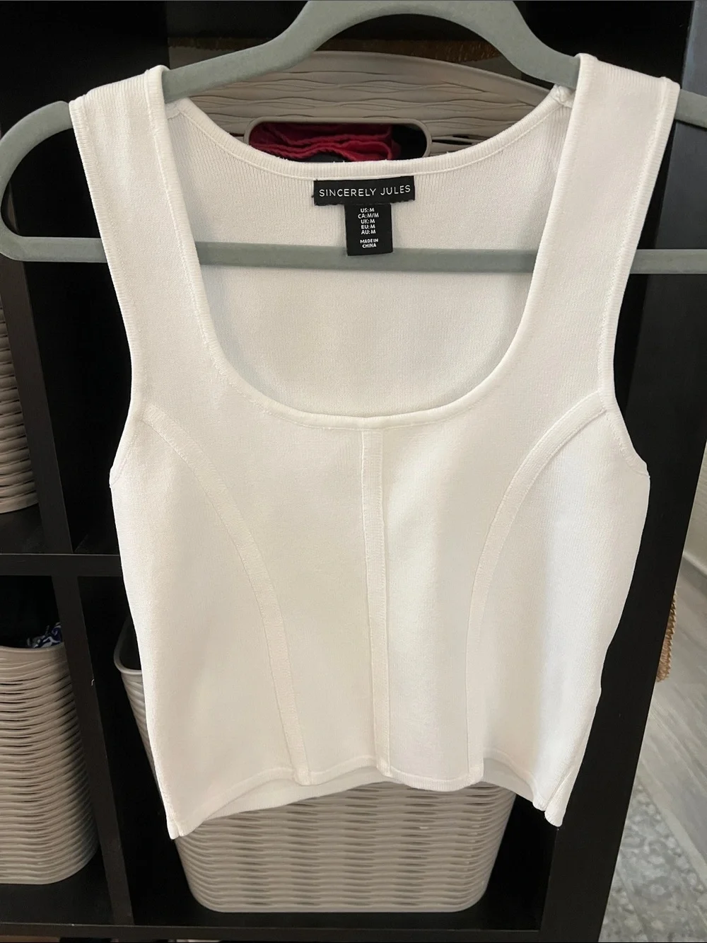 Sincerly Jules White Cropped Neck Tank Top